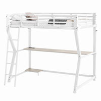 HOCHBETT mit Schreibtisch 90x200 cm Metall Weiß 2-tlg. - Weiß, Metall (90/200cm) - Meubliv