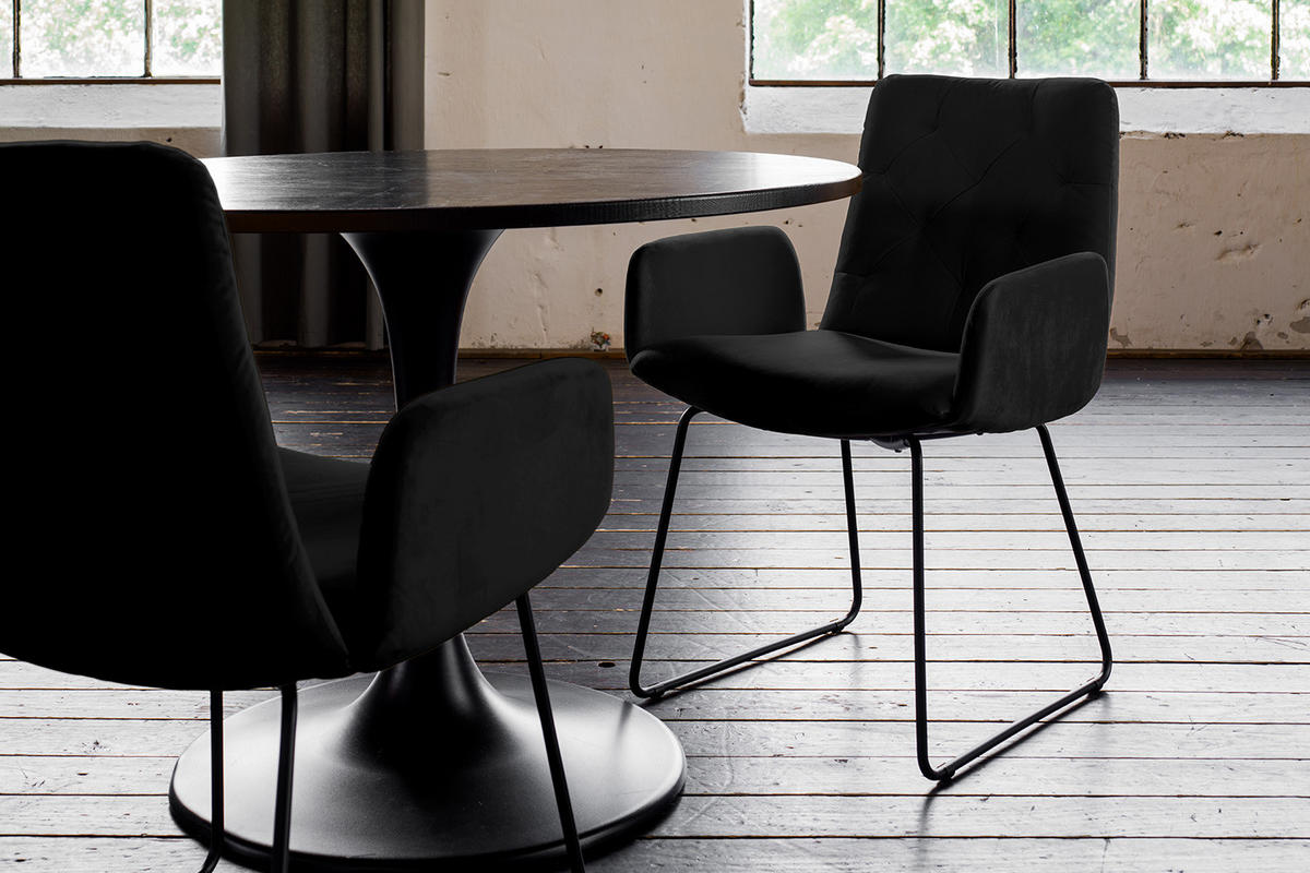 ESSZIMMERSTUHL NEW CHARME Schwarz Velvet (1er-Set) - Schwarz, Textil (59/87/66cm) - KAWOLA
