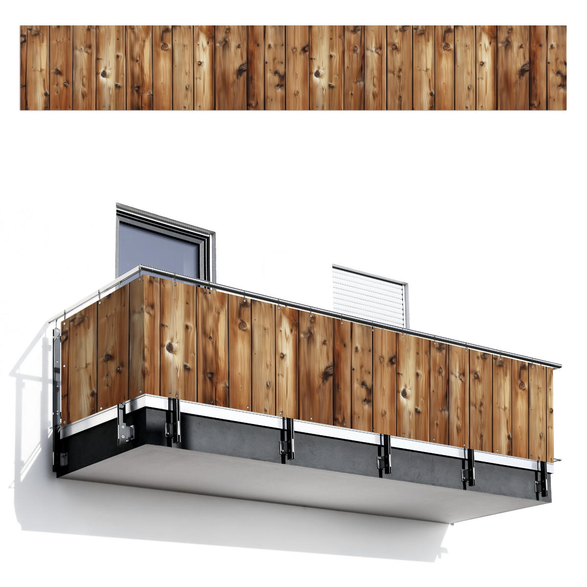 BALKON-SICHTSCHUTZ Holz - Regale - Braun - Buchefarben, Kunststoff (500/80cm) - MuchoWow