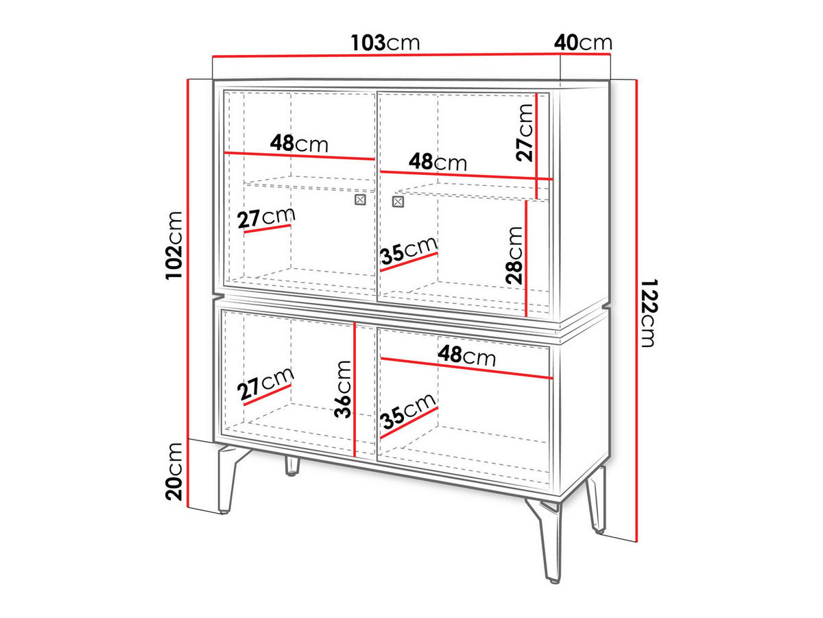 VITRINE Ella 102 - Schwarz/Braun, Holzwerkstoff/Metall (103/122/40cm) - MIRJAN24