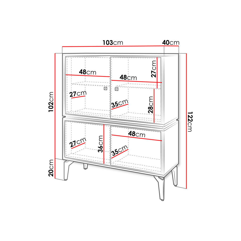 Thumbnail - Mirjan24 Vitrine, Braun, Schwarz, Holzwerkstoff, Holz Optik, Rechteckig,Rechteckig, 103x122x40 cm, Wohnzimmer, Wohnwände...