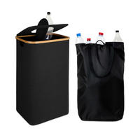 PFANDFLASCHEN-SAMMELBEHÄLTER - Schwarz, Holz/Textil (42/70/34cm) - Relaxdays