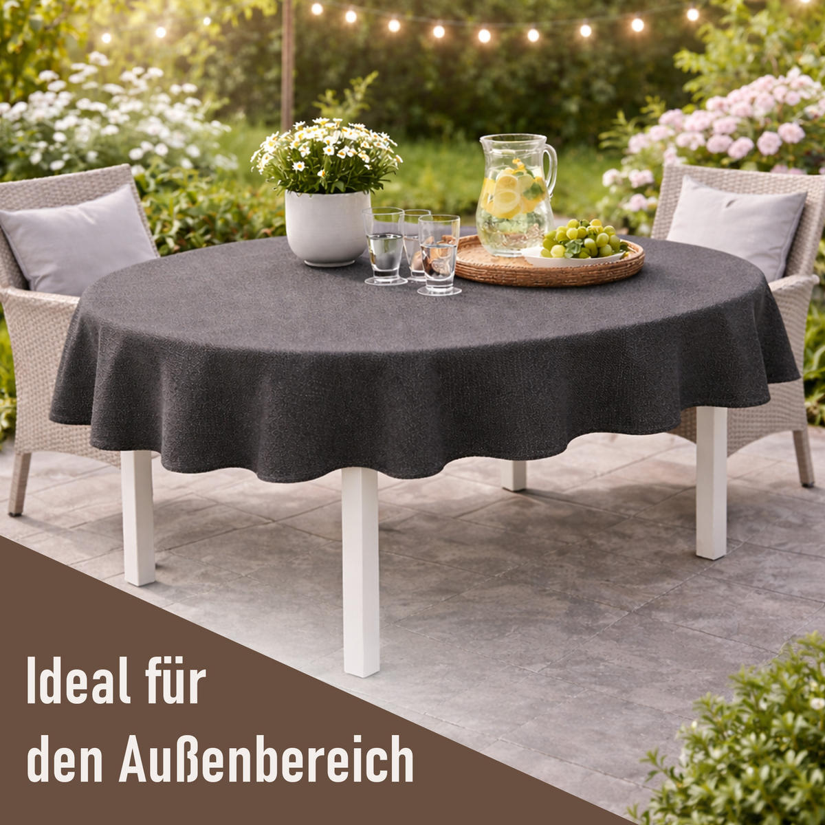 TISCHDECKE Garten Weichschaum 140x180cm - Anthrazit - Anthrazit, Kunststoff (180/140cm) - Bestlivings