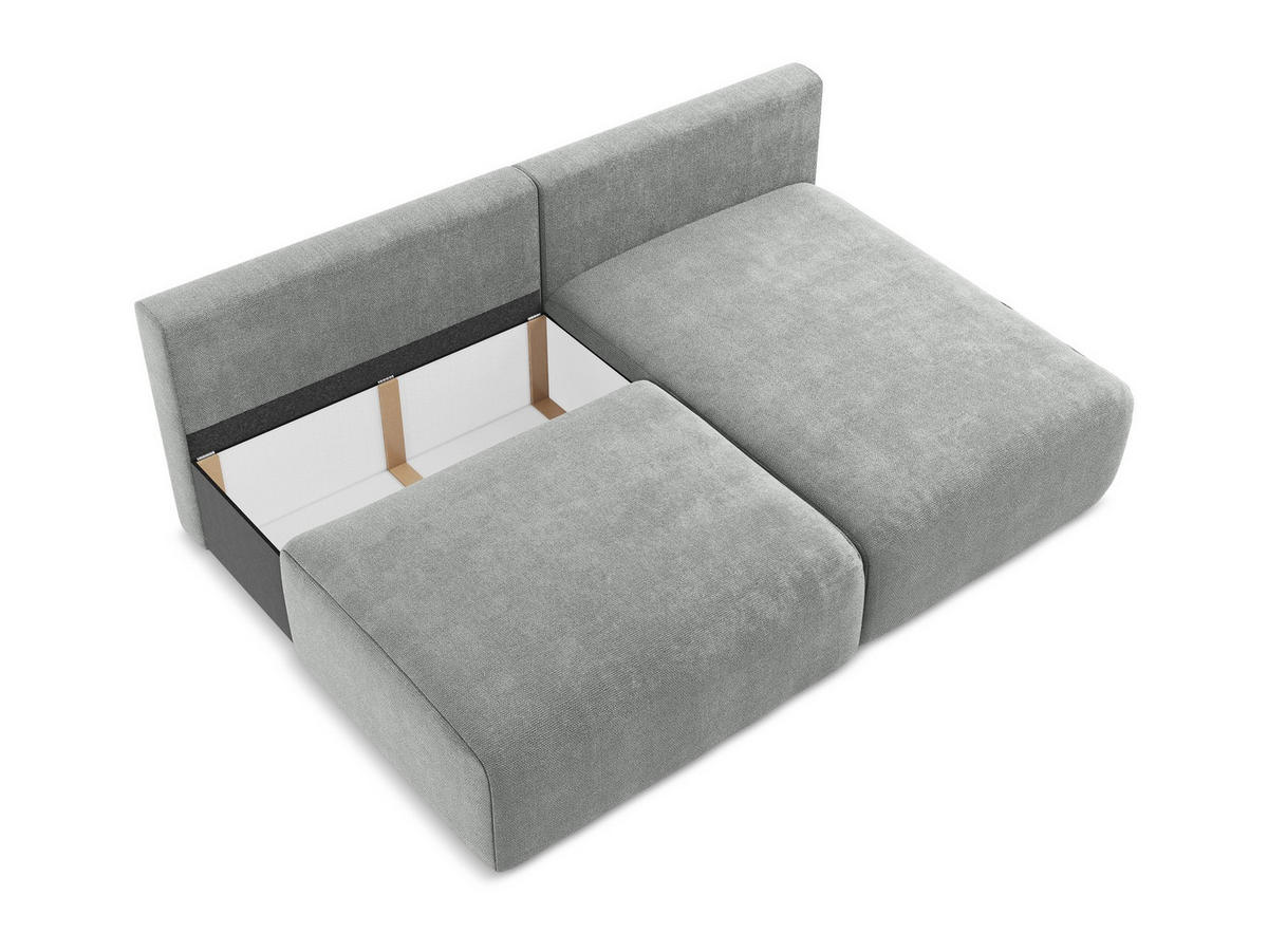 ECKSOFA mit Schlaffunktion rechts Chenille Stoff Grau - Blau/Schwarz, Kunststoff/Textil (210/149cm) - Makamii