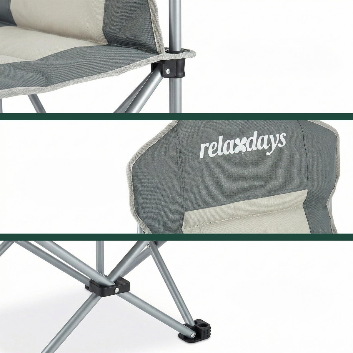 CAMPINGSTUHL Grau klappbar - Multicolor, Kunststoff/Textil (86/108/61cm) - Relaxdays