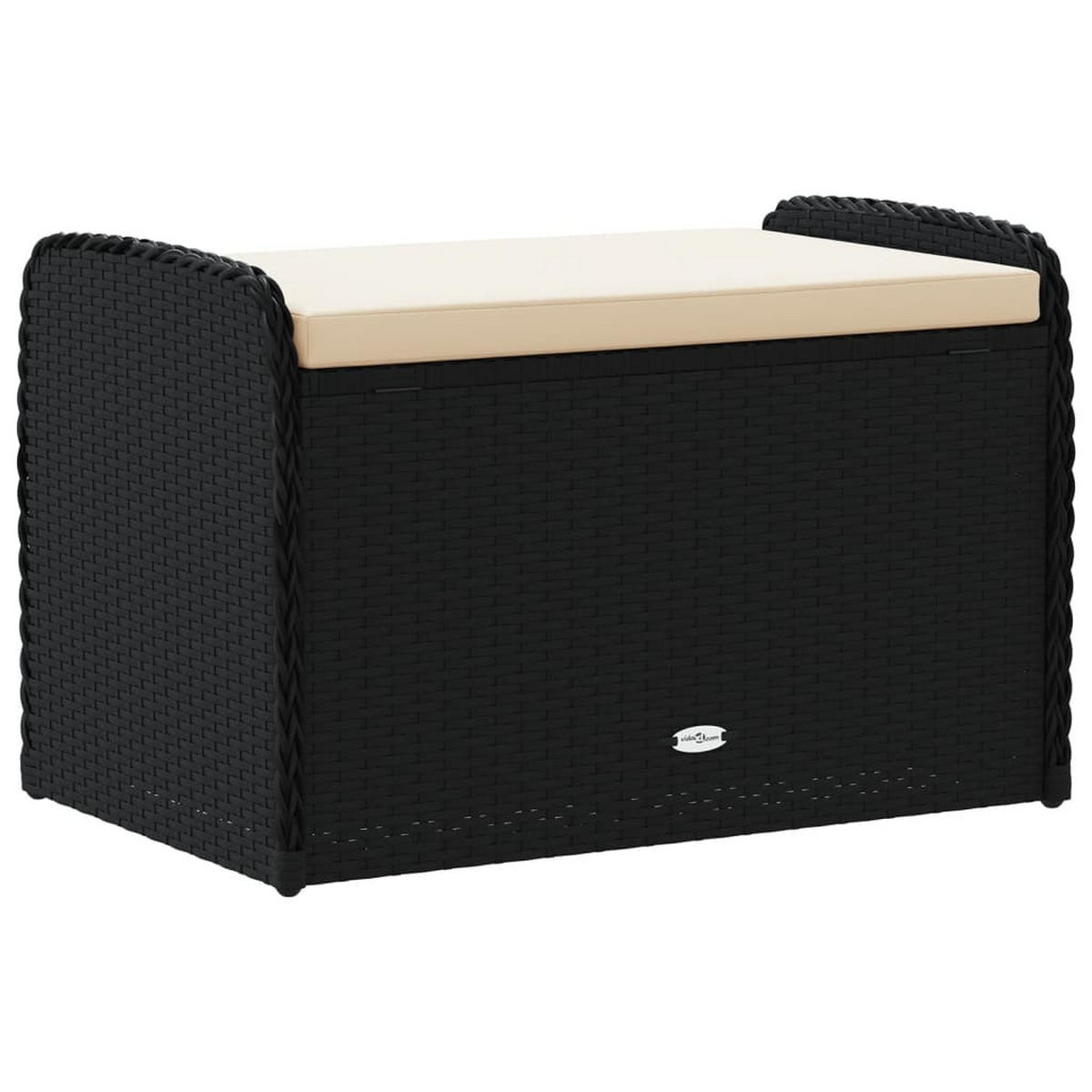 SITZBANK Mit Stauraum & Kissen Schwarz 80/51/52 Cm Poly Rattan - Schwarz, Kunststoff (51/52/80cm) - vidaXL