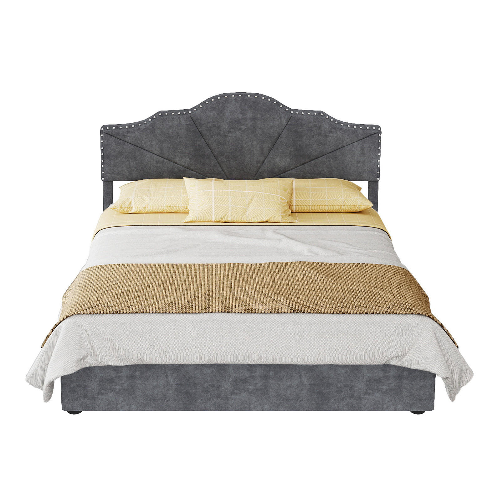 POLSTERBETT 140/200 cm mit Bettkasten, Lattenrost und Matratze, Grau - Grau, Textil (140/200cm) - Redom
