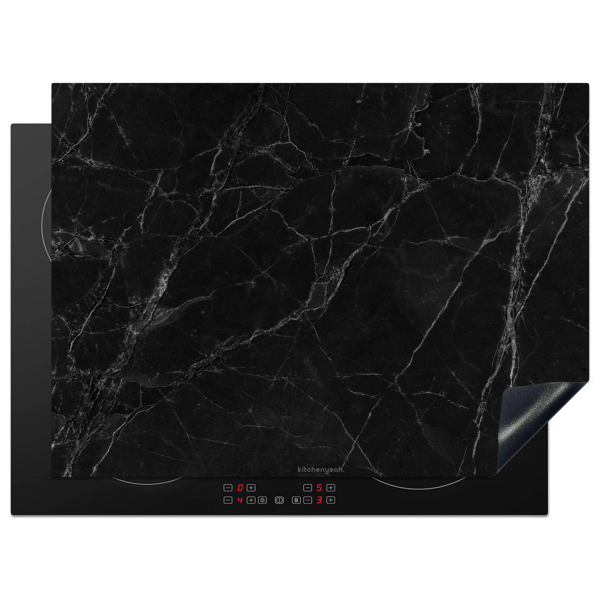 HERDABDECKPLATTE Schwarz - Marmor 71x52 cm - Schwarz, Kunststoff (71/0.2/52cm) - MuchoWow