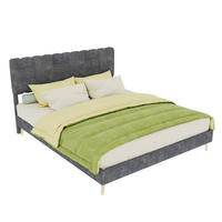 BETT mit hohem Kopfteil 160x200 cm Stoff Grau - Grau, Metall (160/200cm) - Meubliv