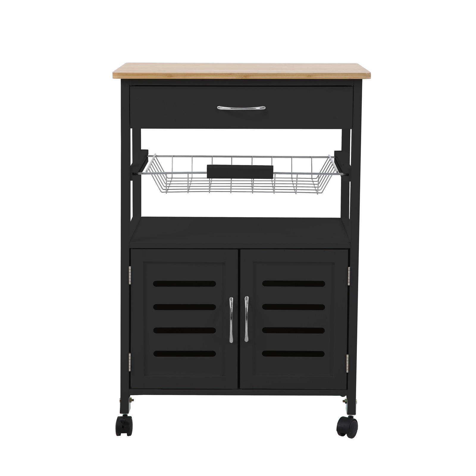 KÜCHENWAGEN mit Korb Schwarz - Schwarz, Holz (58/84.5/37cm) - SVITA
