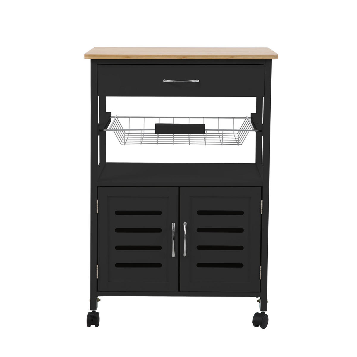 KÜCHENWAGEN mit Korb Schwarz - Schwarz, Holz (58/84.5/37cm) - SVITA