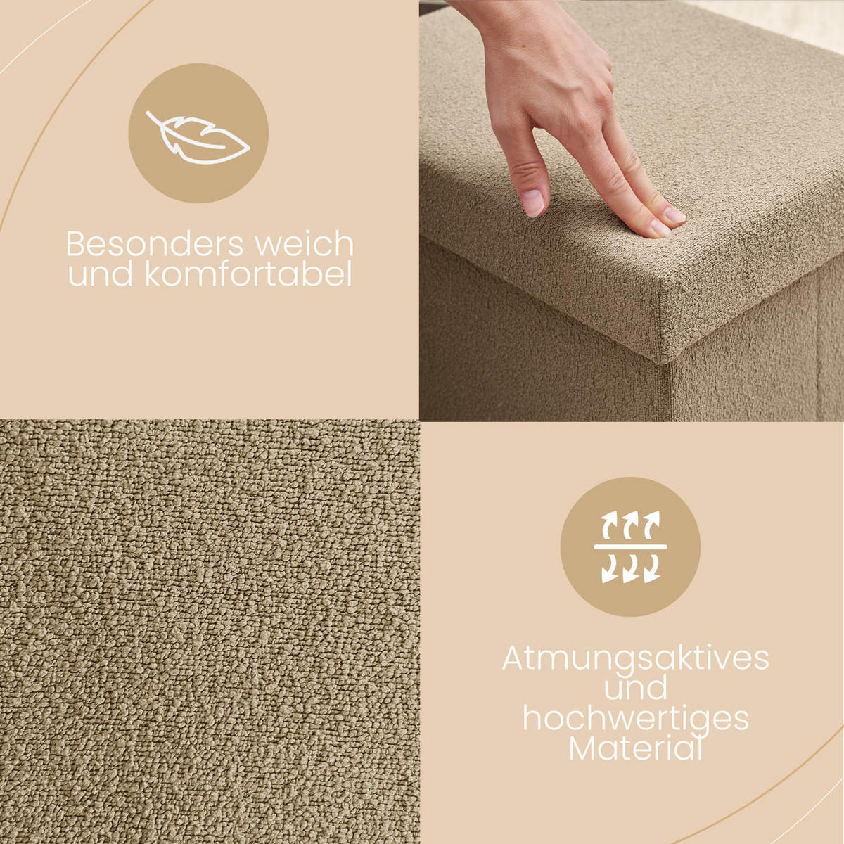 SITZBANK 76/38/38 cm, Taupe - Taupe, Kunststoff (38/38/76cm) - Blumtal