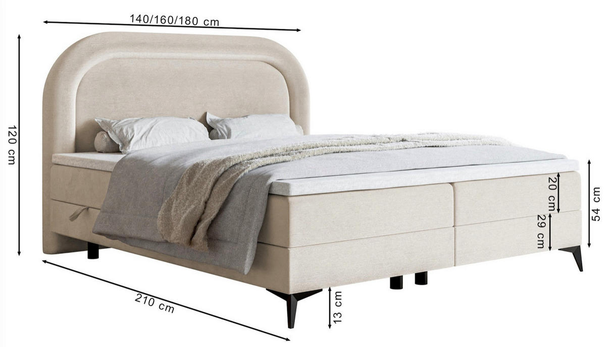 BOXBETT Loreo Greige Samt wasserfest 140x200 cm - Taupe/Schwarz, Kunststoff/Textil (140/200cm) - Selsey