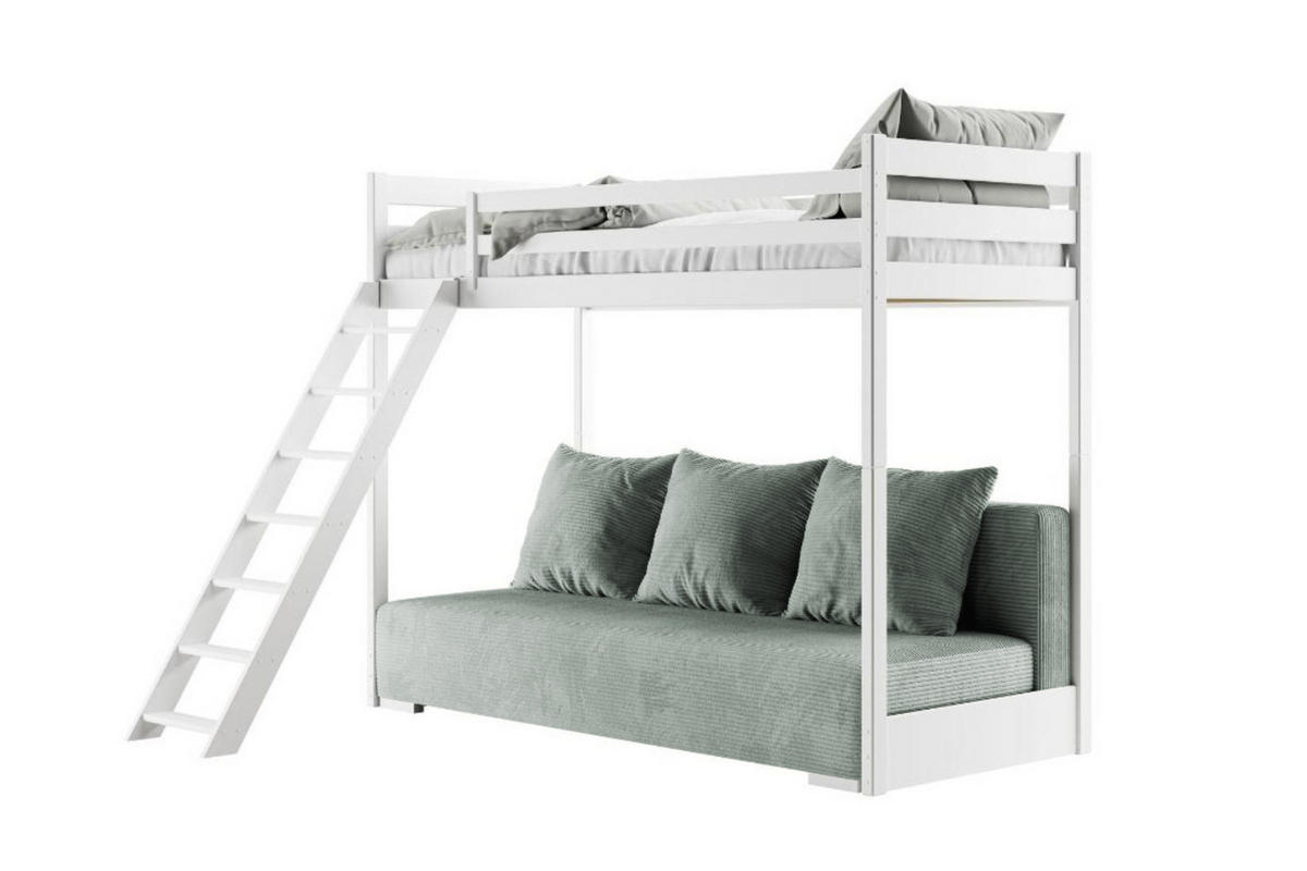 ETAGENBETT SIDNEY 90x200 in Weiß / Salbei - Salbeigrün/Weiß, Holz/Holzwerkstoff (90/200cm) - Deine Möbel 24