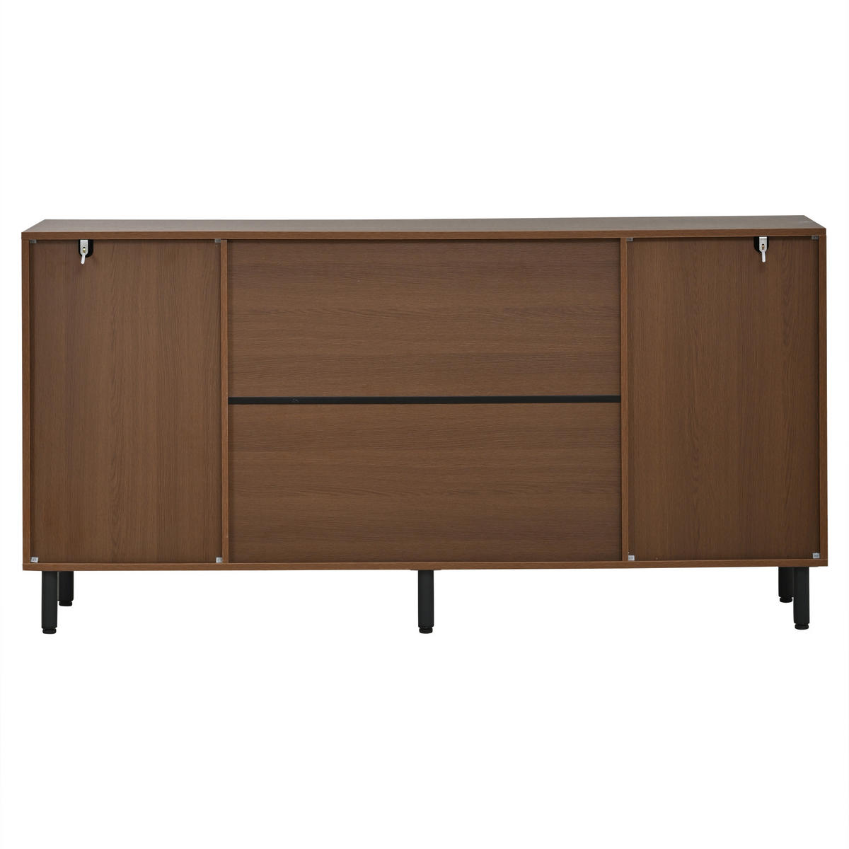 SIDEBOARD DE-37848 mit 4 Türen und verstellbaren Böden Nussbaum/Schwarz - Walnussfarben, Holzwerkstoff (160/80/35cm) - ComfortXL