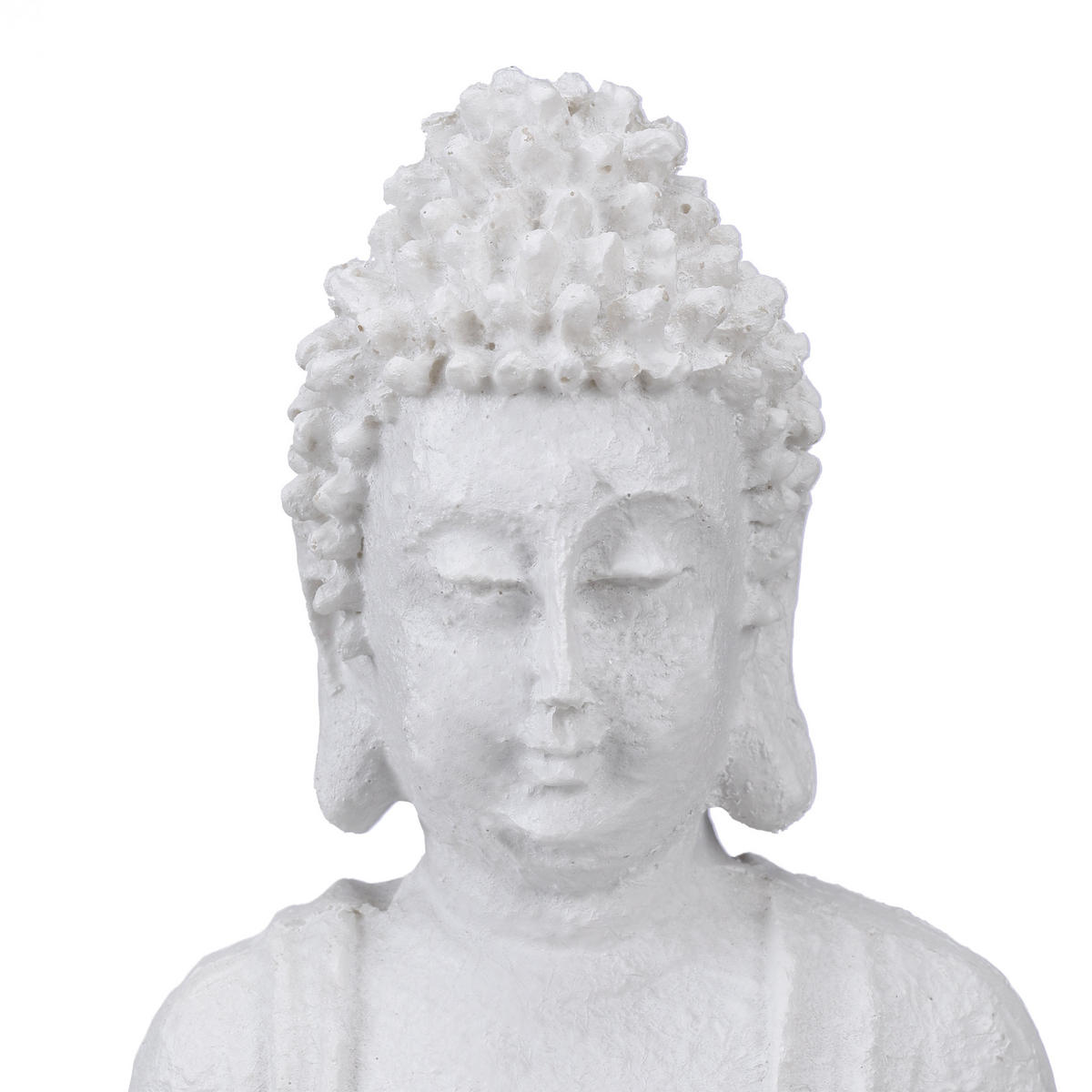 BUDDHA-FIGUR - Weiß, Kunststoff (10/17.5/7.5cm) - Relaxdays