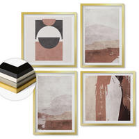 WANDBILDER 4er Set - 50x50 cm & 40x60 cm Goldrahmen - Abstrakte braune Muster - Goldfarben, Kunststoff (50/50cm) - ArtPrintCave