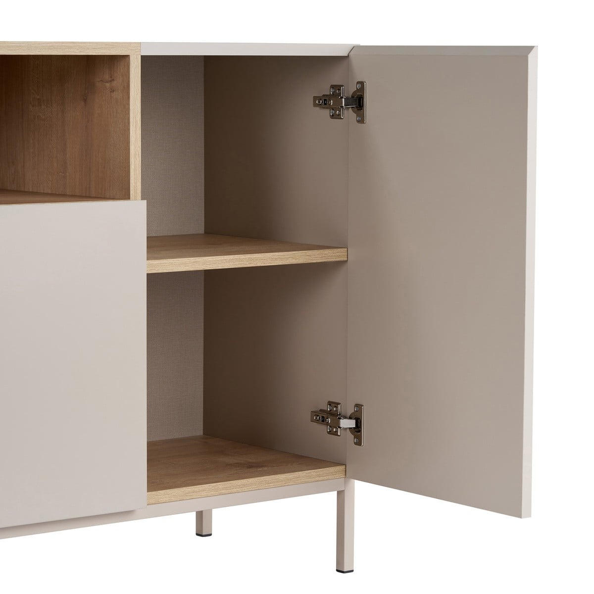 SIDEBOARD mit 4 Türen und 1 Nische, Kaschmir und Holzdekor 160/40/80 cm - Beige, Holzwerkstoff (40/80/41.5cm) - Calicosy