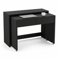 SCHREIBTISCH in Schwarz Bürotisch mit ausziehbarer Tischplatte, Rollen und faltbarer Funktion , B110/T40/H78cm - Schwarz, Holzwerkstoff/Metall (40/110/78cm) - STILVORA