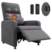 RELAXSESSEL elektrisch Massage Wärme USB Rückenlehne - Grau, Textil (67/108/74cm) - Kaket