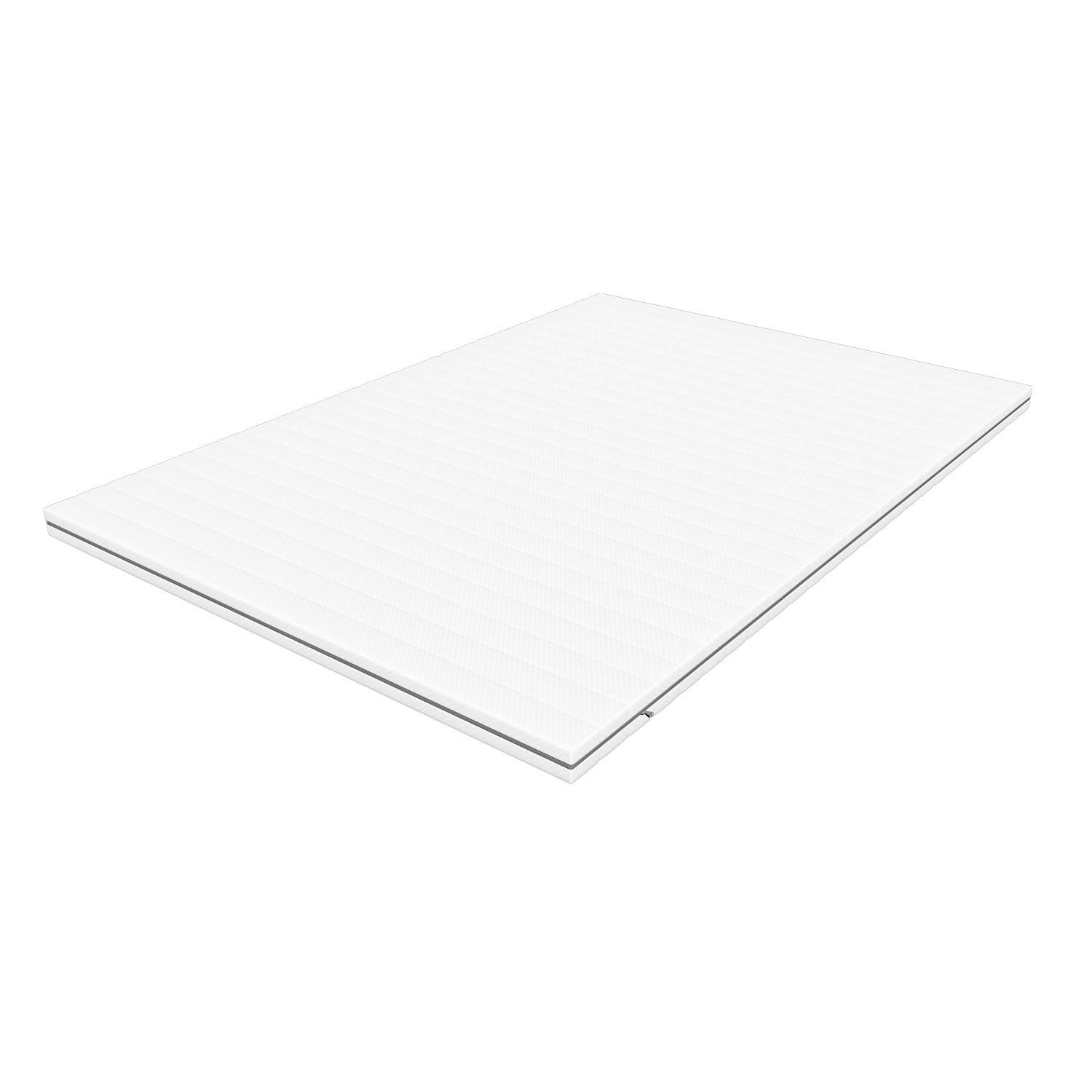 MATRATZENTOPPER aus komfortablem Gelschaum 90X200 cm - Weiß/Grau, Textil (90/200cm) - Schlaftroll