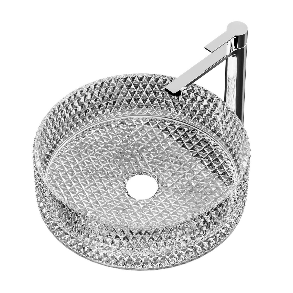 WASCHBECKEN Klarglasspüle Rund Ø36 / 11,2 cm - Weiß, Glas (36/11.2/36cm) - EMKE