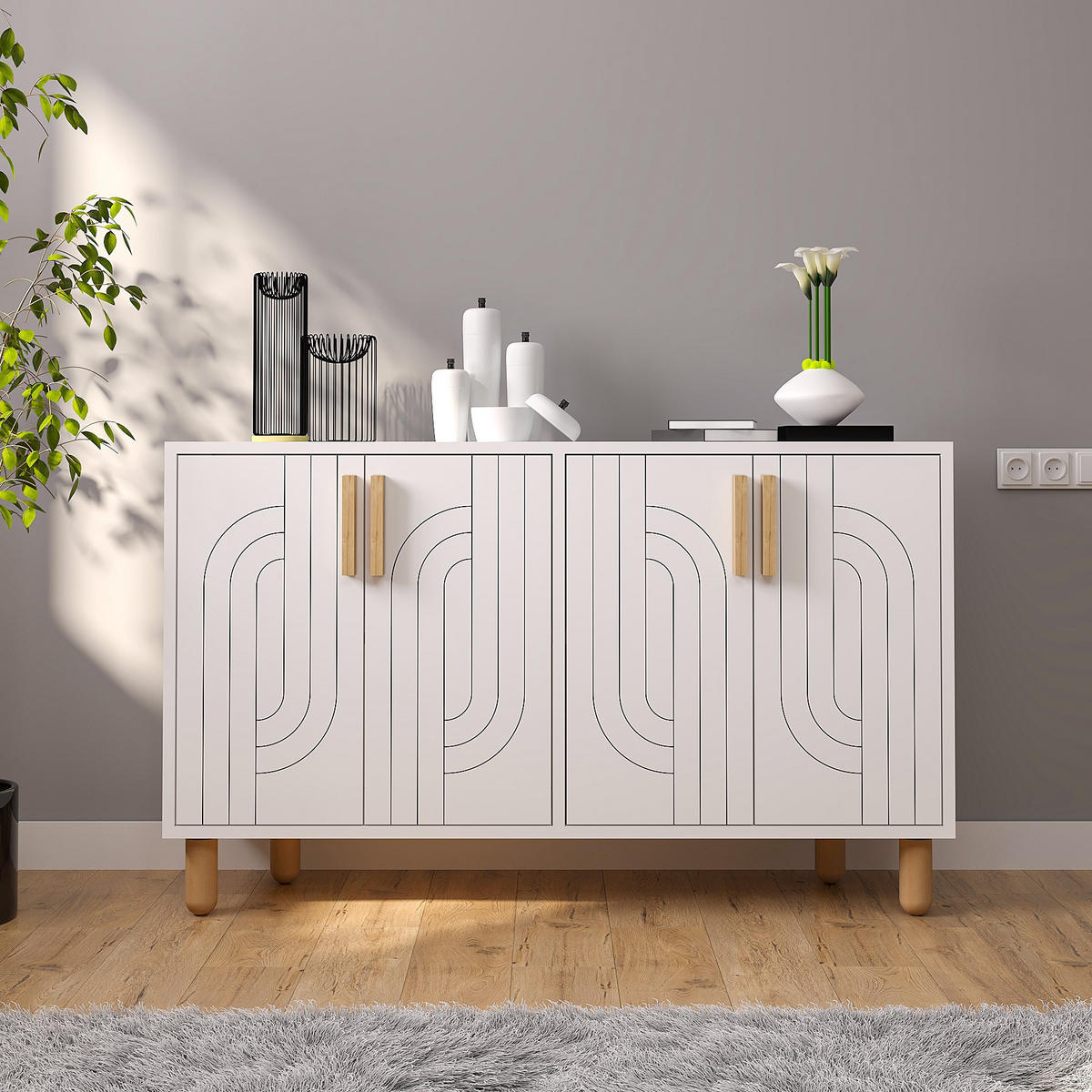 BUFFETSCHRANK rodney weiss - Weiß, Holz (29/73/120cm) - Habitat Garten