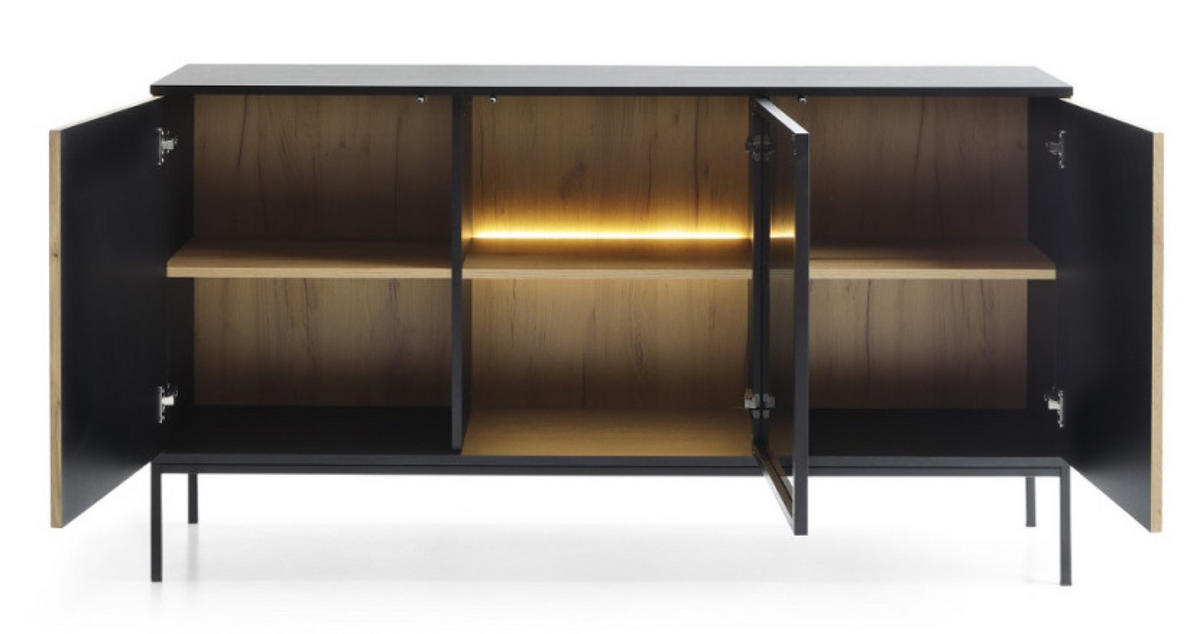 SIDEBOARD Weiß K154 Mit LED-Beleuchtung - Multicolor, Holzwerkstoff (154/83/39cm) - Sepro Meble