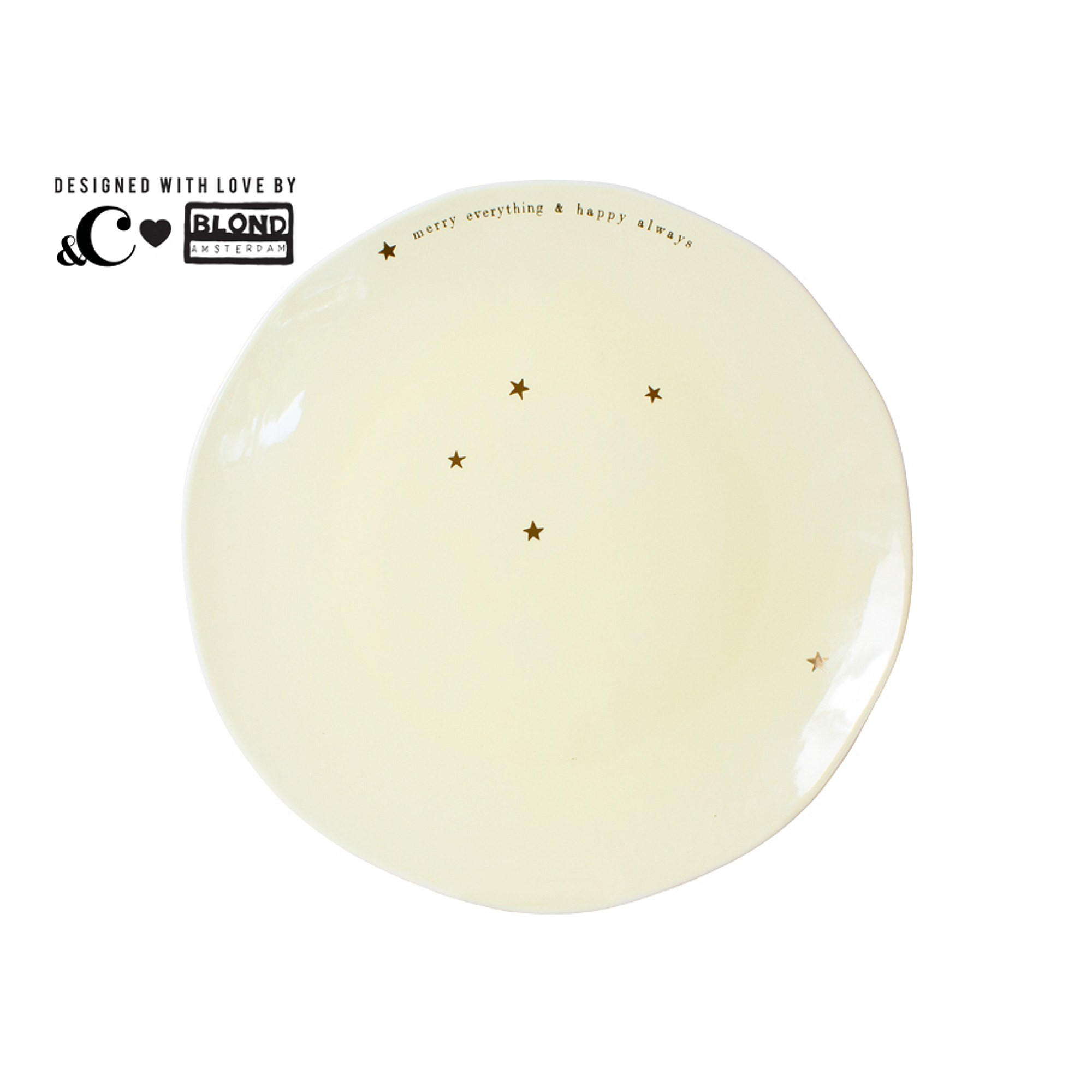 SPEISETELLER Alles Gute & immer glücklich in Gelb - 26cm - Gelb, Keramik (26.3cm) - Blond Amsterdam