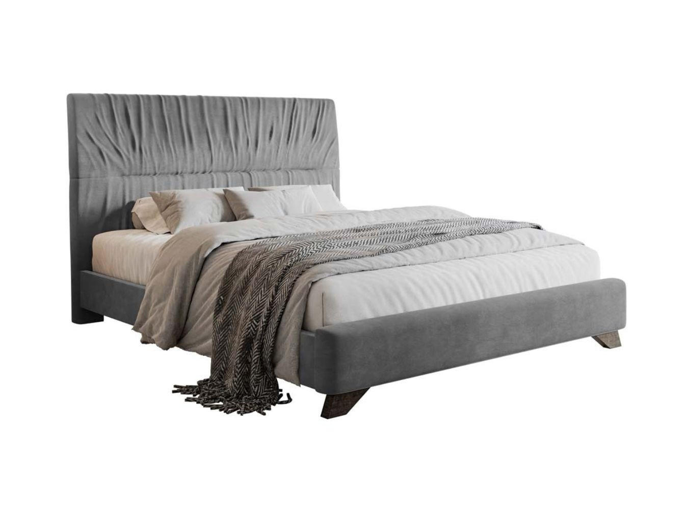 POLSTERBETT Llana Grau Samt 160/200 cm - Braun/Grau, Holz/Textil (160/200cm) - Selsey