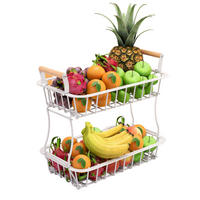 OBSTKORB - Weiß, Holz/Metall (34cm) - Relaxdays