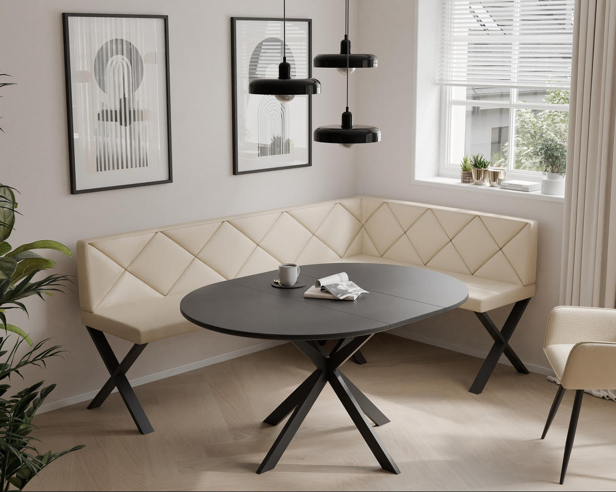 ECKBANK rechts VERO X Kunstleder gesteppt, 168/128 cm Beige - Beige, Kunststoff/Textil (128/168cm) - Idohome