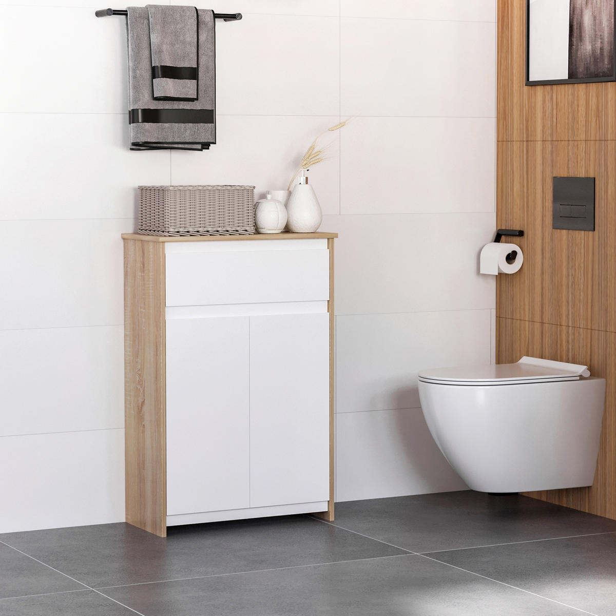 MIDISCHRANK DE-12540 60/30/90 cm Weiß - Weiß, Holzwerkstoff (30/90/60cm) - ComfortXL