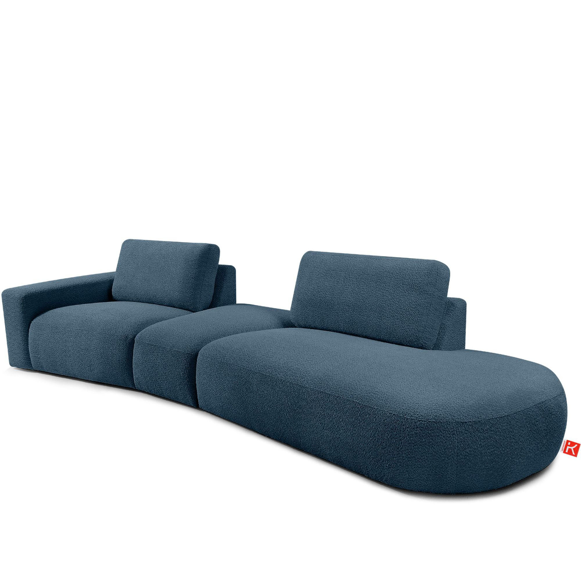 4-SITZER ECKSOFA ZUCCO Boucle rechts, Nachtblau - Dunkelblau, Textil (350/84/105cm) - KONSIMO®