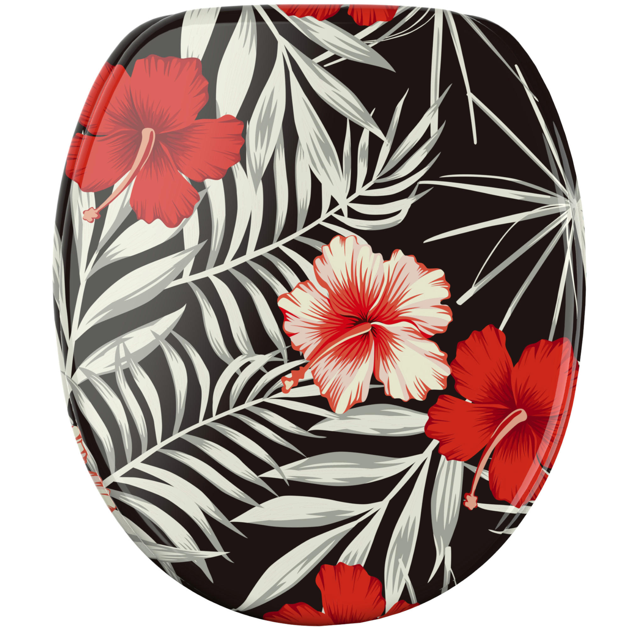 WC Sitz mit Absenkautomatik Hibisca - Schwarz, Holzwerkstoff (38/6/47cm) - Sanilo