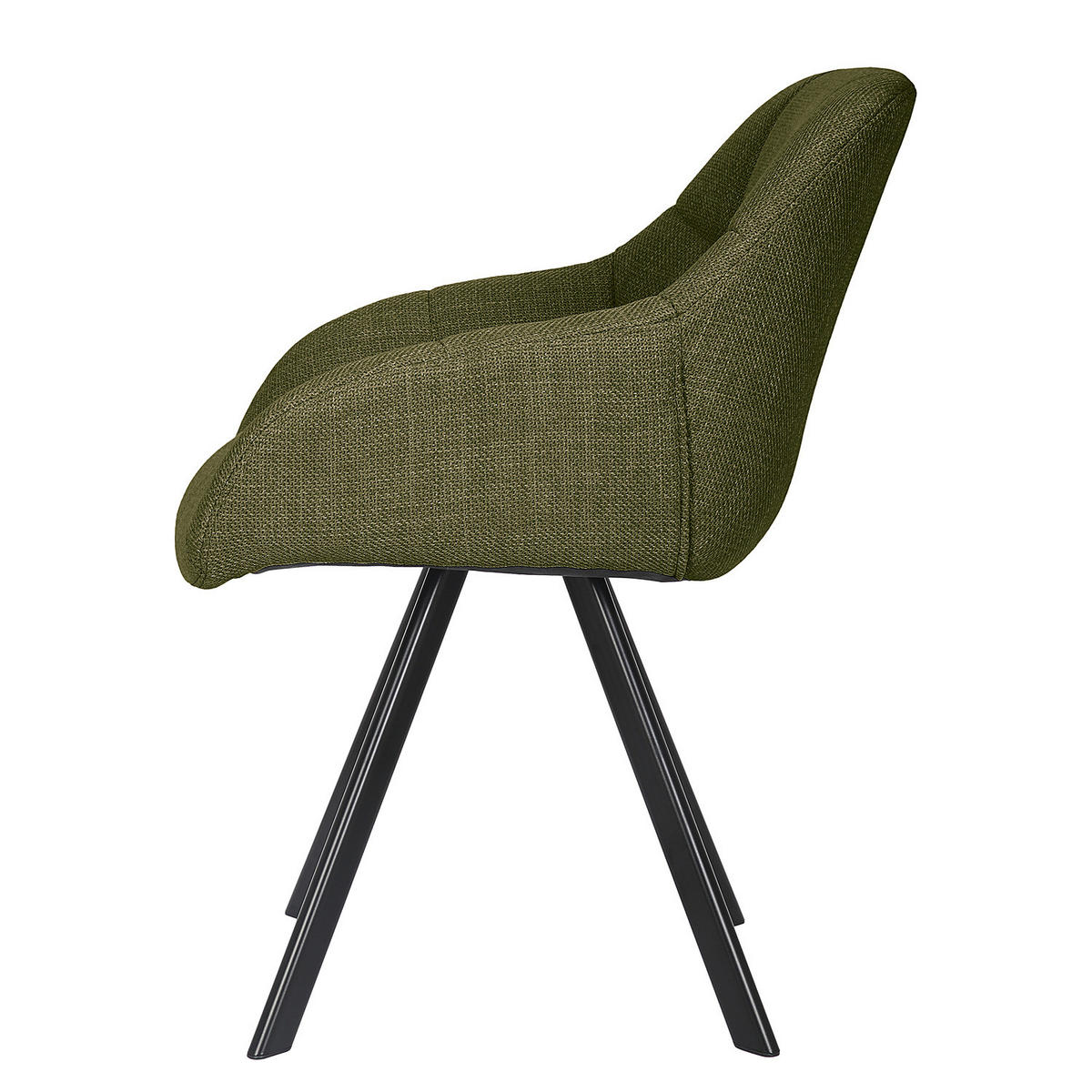 POLSTERSTUHL - 2er-Set - Leinen / Eisen - Grün, Textil/Metall (57/83/65cm) - home24