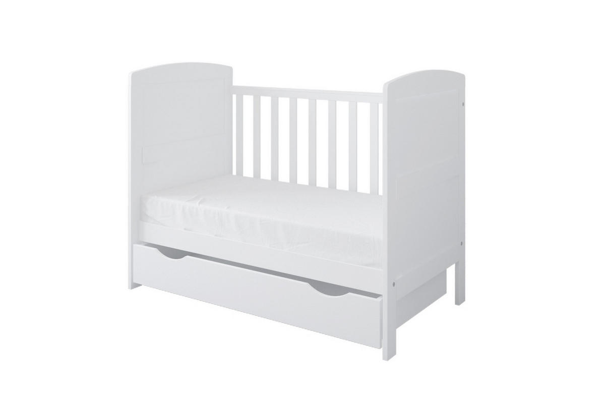 BABYBETT Småland mit Matratze und Schublade - Weiß, Holzwerkstoff (60/120cm) - kiki design