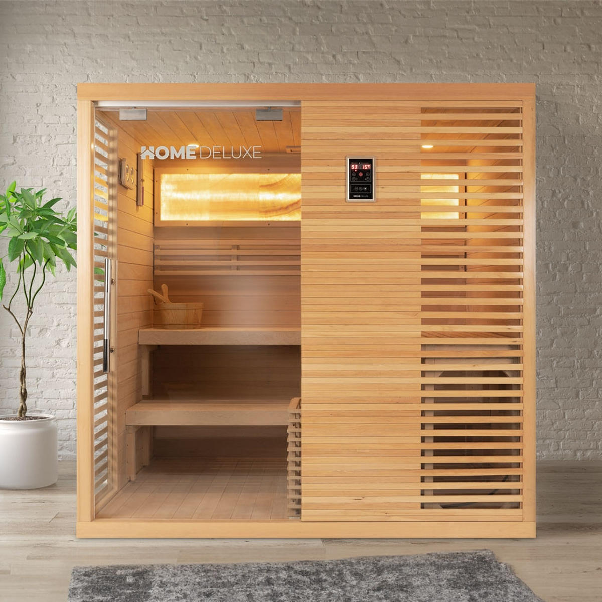 SAUNA NEOLA - Naturfarben, Holz (200/200/160cm) - Home Deluxe
