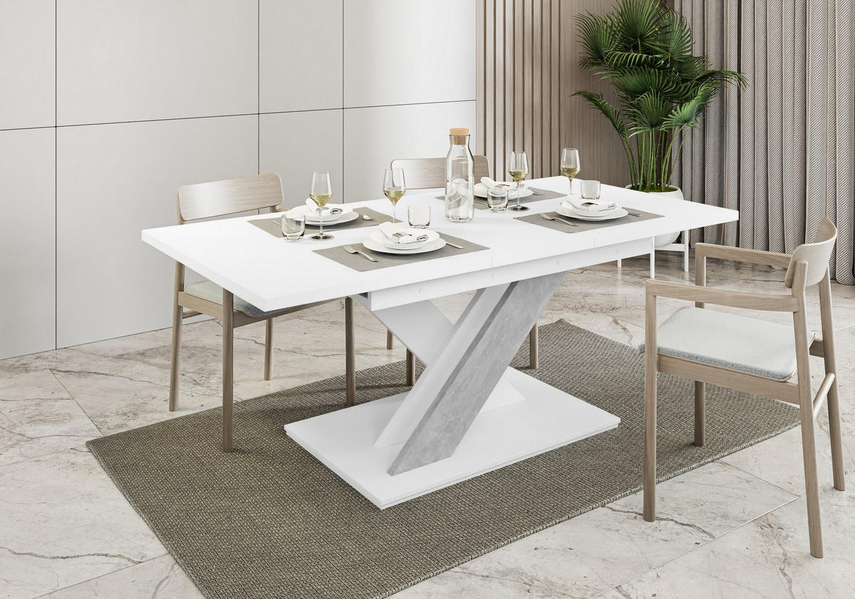 ESSTISCH RUDEN Ausziehbar 140 - 180 / 80 x 76 cm - Weiß/Grau, Holz (140/80/76cm) - MASSENO