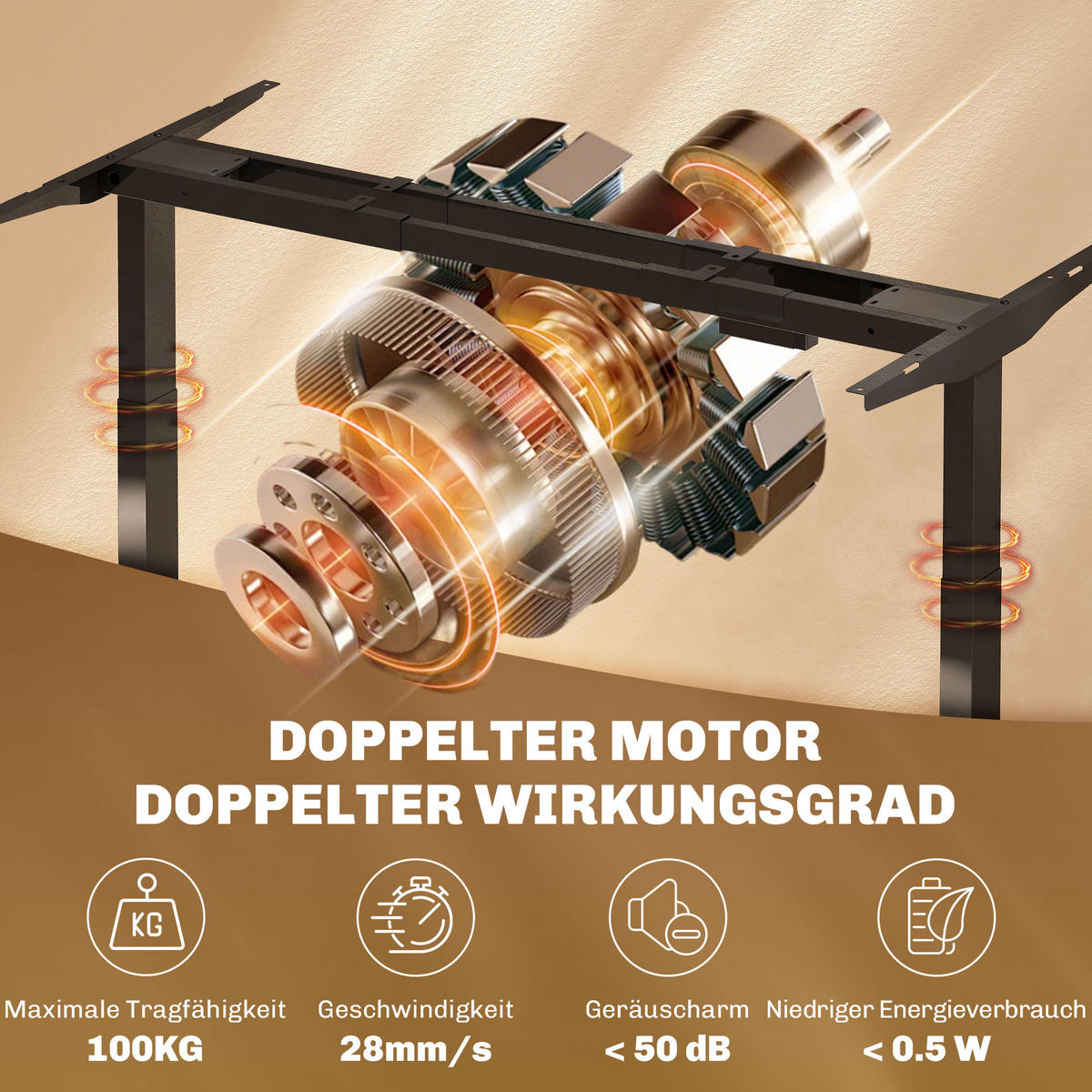 HÖHENVERSTELLBARER-SCHREIBTISCHGESTELL Stahl Schwarz - Schwarz, Metall (60/118/100cm) - HOMCOM
