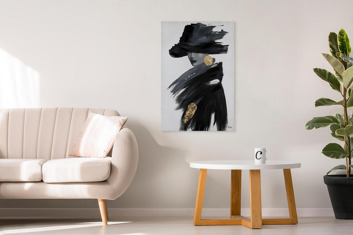 ACRYLBILD HANDGEMALT 60/90 cm - Schwarz, Holz/Textil (60/90cm) - KUNSTLOFT