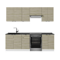 KÜCHENZEILE Fame-Line Eiche Paneel/Weiß 240 cm , AP Anthrazit - Hellbraun/Weiß, Holzwerkstoff (240/81.6/60cm) - Vicco