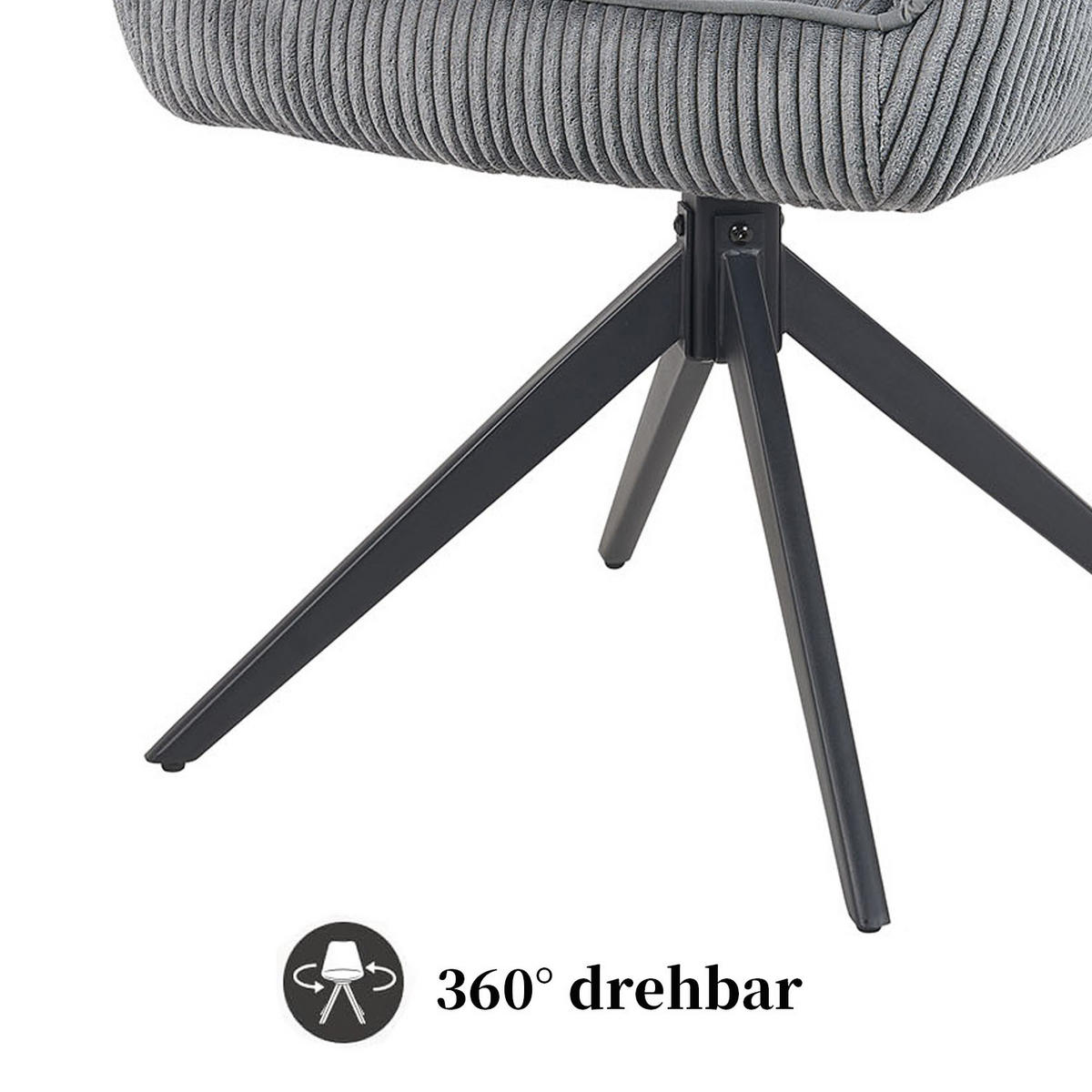 ARMLEHNSTUHL ARVIT - Dunkelgrau/Schwarz, Textil/Metall (58/87/61cm) - B&D Home