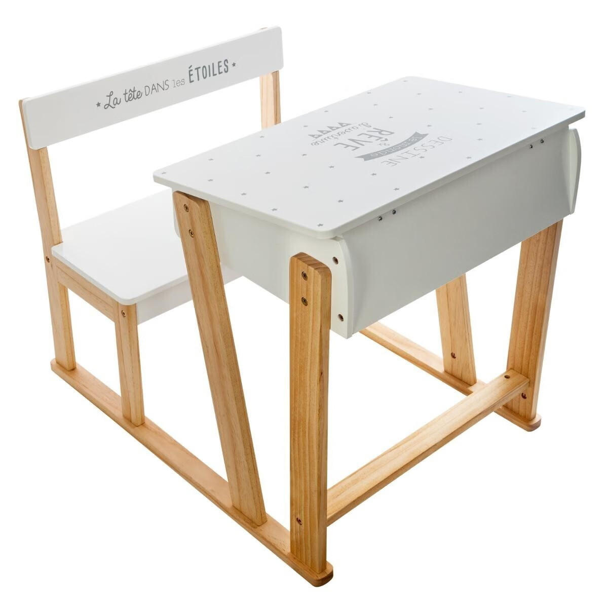 KINDERTISCH mit Hochstuhl 79/58/64 cm - Weiß, Holzwerkstoff (58/64/79cm) - Atmosphera for kids