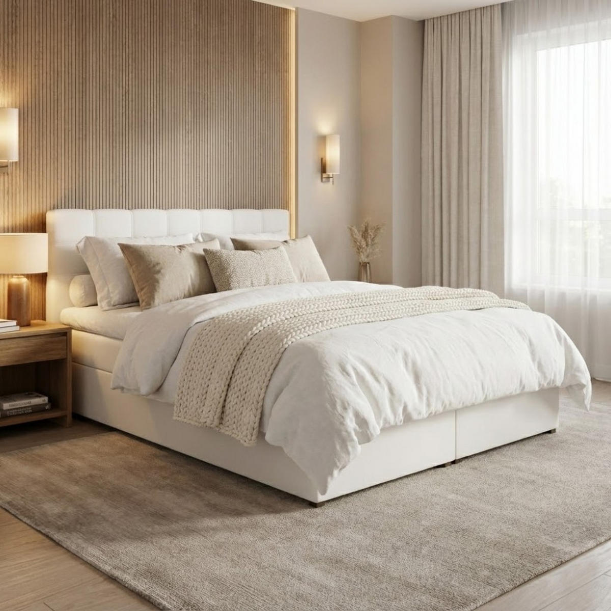 POLSTERBETT Topiq 184/203/103 weiß - Weiß, Holzwerkstoff/Textil (180/200cm) - Beautysofa