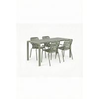 GARTENSET Vondel 4 Personen Esstisch/ 4 Stühle Armlehne Grün - Grün, Metall - Zuiver