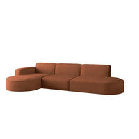 ECKSOFA Designer, Sofa L form MODENA 302 cm stoff Poso Ziegel Links - Orange, Holz (302/296cm) - Kaiser Möbel