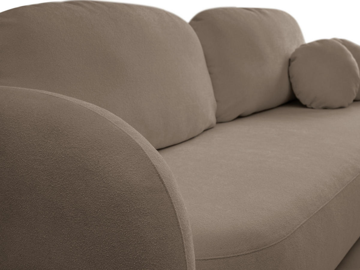 BETTSOFA AMICO Braun Bucle-Stoff mit Schlaffunktion - Braun, Holz (238/86.5/101cm) - MASSENO