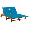 2-PERSONEN-SONNENLIEGE mit Auflagen Akazie Massivholz - Hellblau, Holz (200/76/200cm) - furnicato