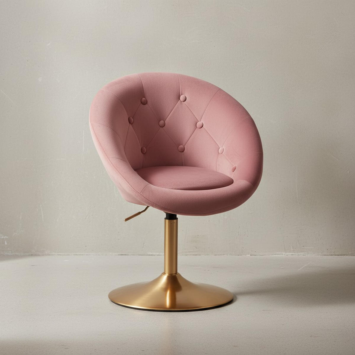 LOUNGESESSEL Chesterfield-Stil mit Samtbezug und 360° Drehfunktion, Rosa 67x62x100 cm - Pink/Goldfarben, Textil/Metall (67/100/62cm) - KADIMA DESIGN